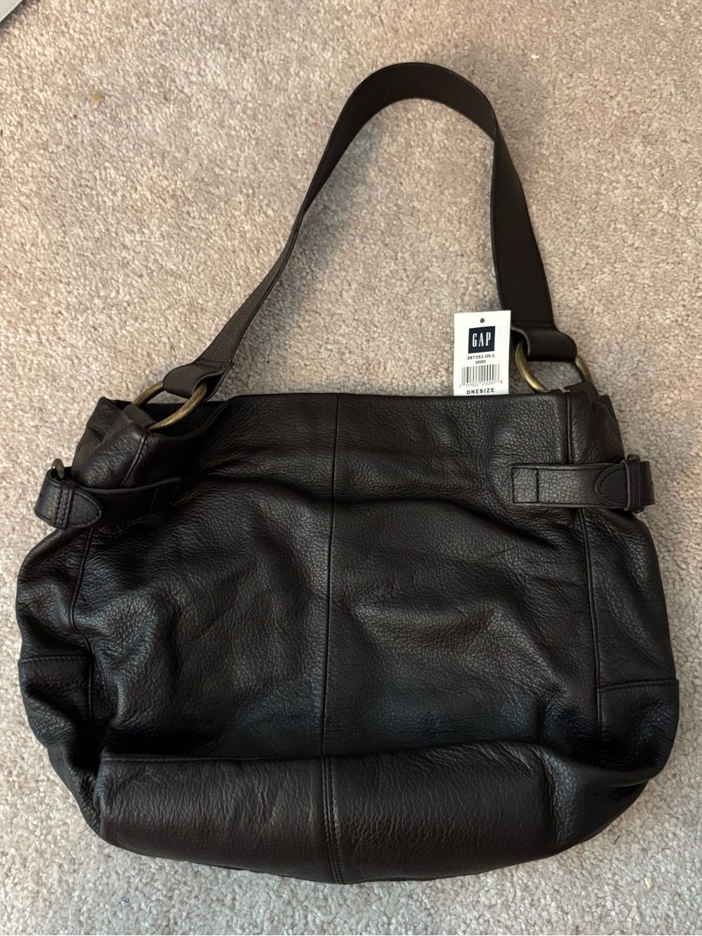 NWT GAP vintage 2006 Y2K brown leather shoulder hobo bag brass hardware buckle